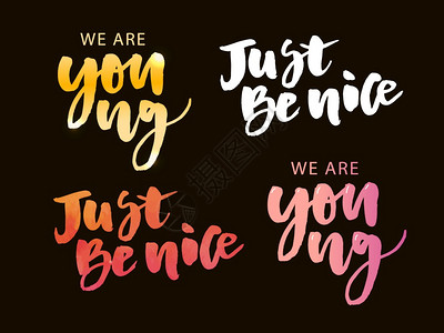 节约用纸双面打印永远年轻激励英文书法艺术字母插画