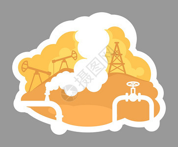 2d钻探矢量网络横幅海报阿拉伯柴油生产输管和现场钻井炼油厂平板卡通背景重工业可打印的片多彩网络元素石油钻探2d矢量网络横幅图片