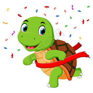 缓慢下落尘埃乌龟赛跑到终点线插画