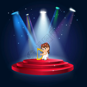 一个女孩在舞台上弹琴图片