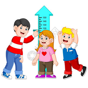 舒展身材父亲用身高测量婴儿插画