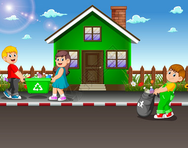 花园房插画-花园房卡通-野花和树叶横幅模板涂鸦风格的徽章组成矢量