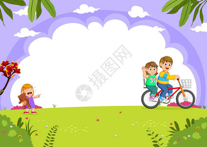父母亲骑自行车女儿在公园哭泣图片