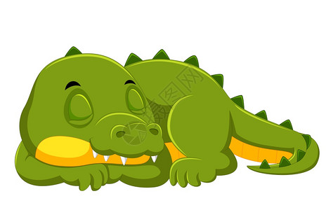 梦想时间鳄鱼睡在白色背景上插画