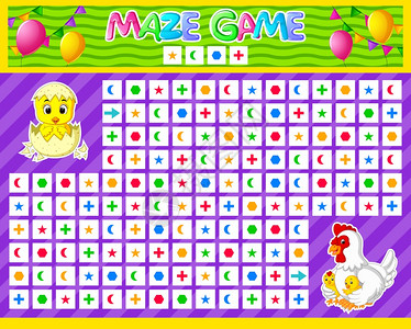 儿童迷宫游戏请通过模式找到正确的路径插图的卡通鸡图片
