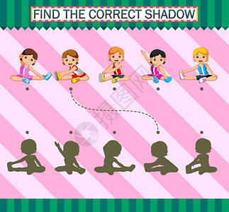 寻找正确的影子动画年轻运女孩用瑜伽插图图片