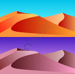 沙漠日夜景观插图矢量背景图片