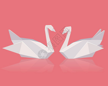 一对纸折天鹅的矢量插图爱用于您创造力的矢量元素一对纸折天鹅的插图图片