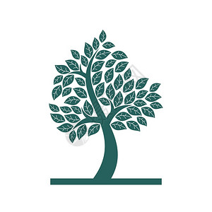 树剪影绿色剪影树元素插画