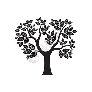 黑色剪影树元素图片素材