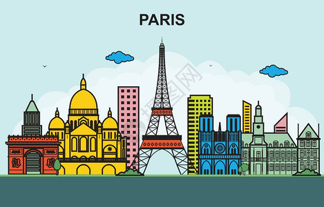 巴黎城市建筑风景插图图片