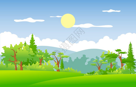 美丽的春天公园插画_美丽的春天公园卡通_美丽的春天公园插图_手绘_板