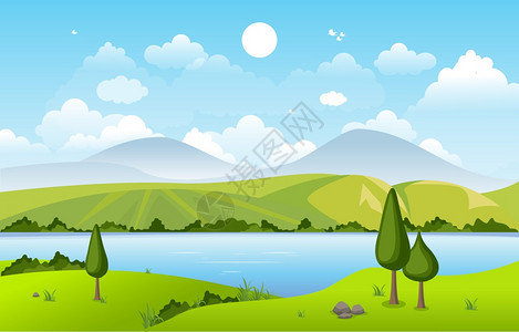 山丘绿色草地自然景观图片