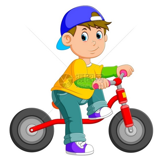 骑红色自行车的男孩图片