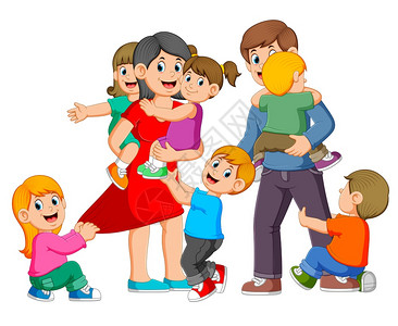 父母在不远游游必有方父母在玩儿女他们快乐插画