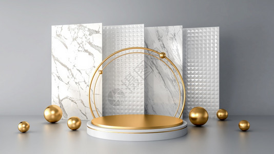 白色抽象现代背景带有用于产品展示的几何形状讲台3D图片