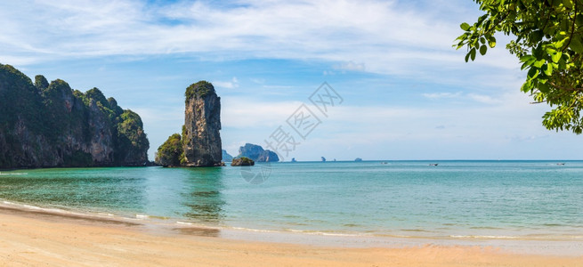 沙滩Krabi泰国的全景图片