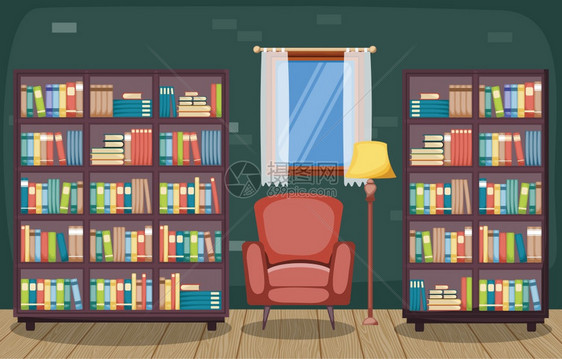 书架公寓设计的内部图片