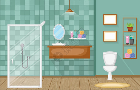 酒店用毛巾室内洗手间插画