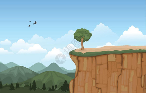 喜马拉雅波斯悬崖自然景观矢量插画插画