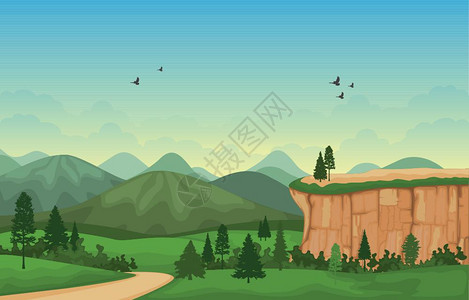 悬崖自然景观矢量插画图片