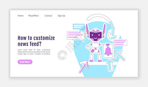 Bot登陆网页信息通知平面双向矢量模板主页布局新闻反馈定制一个页面网站界带有卡通大纲字符网络横幅页图片