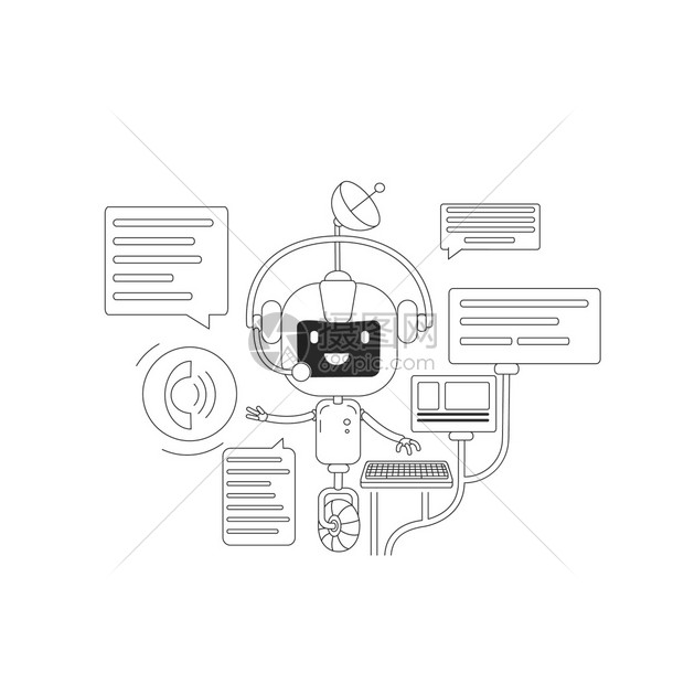 互联网支持服务机器人2D卡通字符用于网络设计图片
