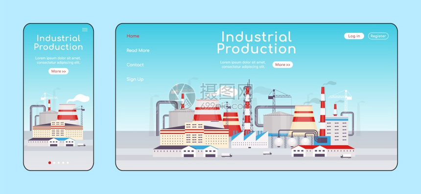发电厂移动和主页布局制造设施一个网页站u工厂网页跨平台设计图片