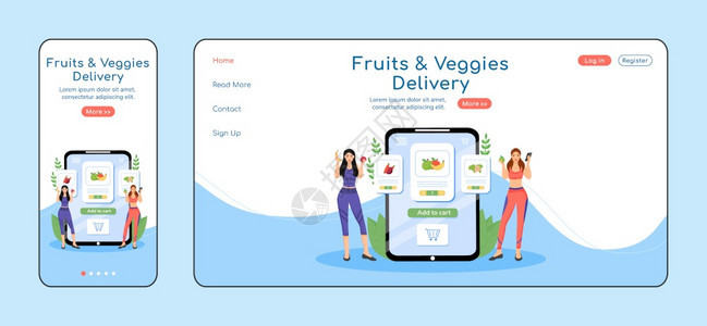 调适登陆页面平板彩色病媒模绿种植移动和Pc主页布局蔬菜订购一页网站ui信使服务跨平台设计图片