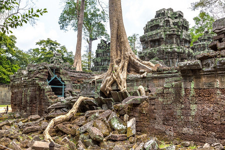 塔普罗姆寺庙的废墟是夏日Cambodi的夏日Semsar的复杂Agkorwat古寺图片