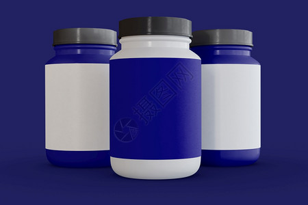 3d说明一套体育营养补充瓶用于以孤立背景进行身体建设模型维生素和蛋白质瓶容器健身和康的生活方式概念图片