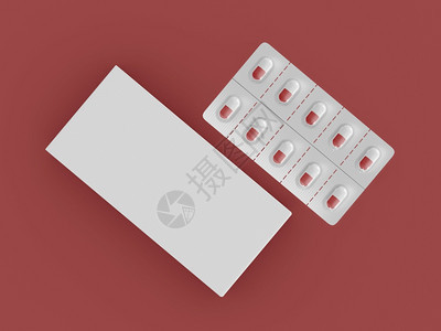 3个插图药物泡袋带有孤立背景的药丸模型医产品包装概念图片