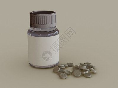 3个插图装有孤立背景药丸的瓶模型医产品包装概念图片