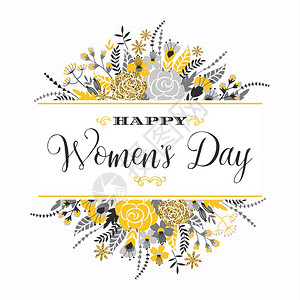 国际妇女节带鲜花和字母的病媒模板卡片海报传单和其他用户的设计带鲜花和字母的病媒模板图片
