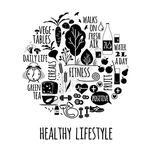 健康生活方式的矢量说明图片