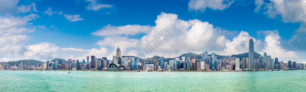 城市灯塔夏日在香港的胜利全景背景