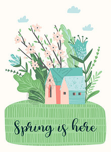 春天盛开的鲜花海报卡片邀请函设计图片