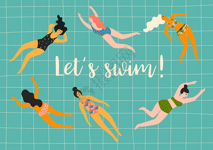 游泳妇女矢量说明夏季概念设计要素和其他用途游泳妇女矢量说明设计要素图片