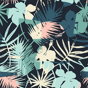 具有热带植物和艺术背景的无缝异国潮流模式纸张封面布料内部装饰品和其他用户的现代抽象设计图片