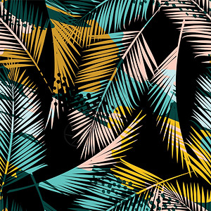 具有热带植物和艺术背景的无缝异国模式纸张封面布料室内装饰品和其他用户的现代抽象设计图片