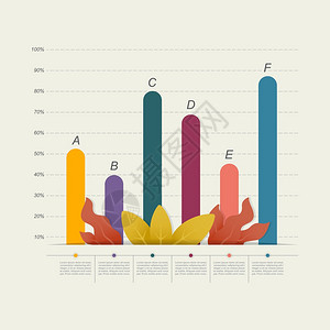 带有自然叶的统计商业信息图示图片