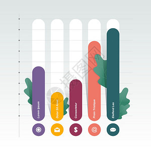带有自然叶的统计商业信息图示图片