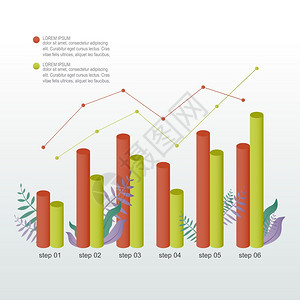 带有自然叶的统计商业信息图示图片