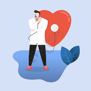 医生提供对护理心脏健康十分重要的咨询设计平板插图背景图片