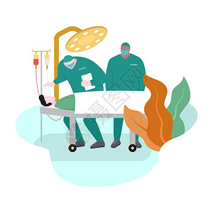 外科医生在手术室设计插图前激励病人图片