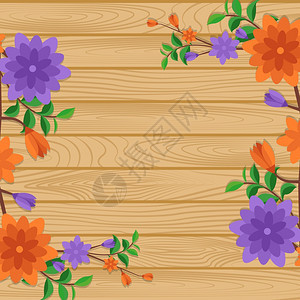春天鲜花盛开大自然木板背景图片