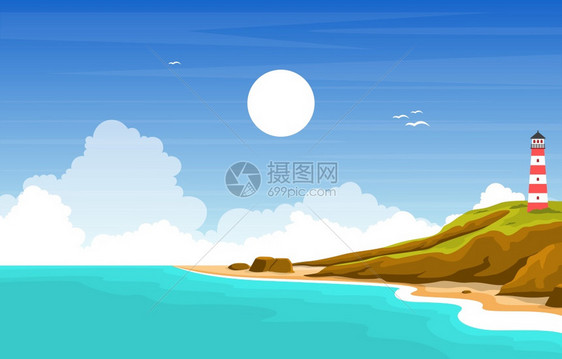 美丽的大海海滩全景图图片