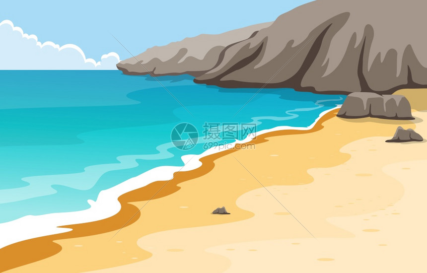 美丽的大海海滩插画图片