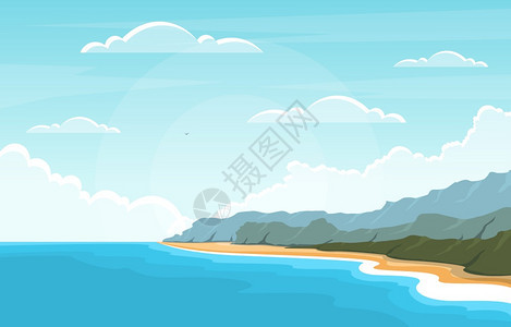 美丽的大海海滩插画图片