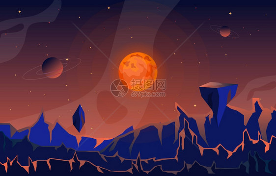 行星天空表面景观插图图片